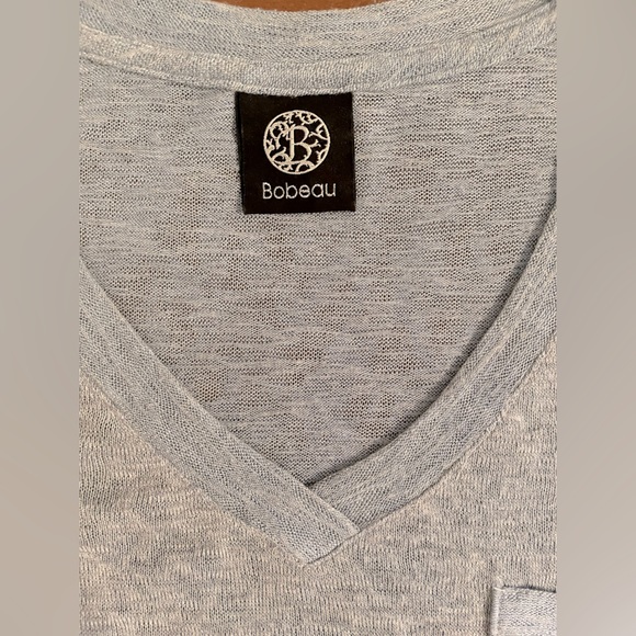Bobeau short sleeve vneck light sweater top size Large- weathered powder blue - Picture 2 of 5